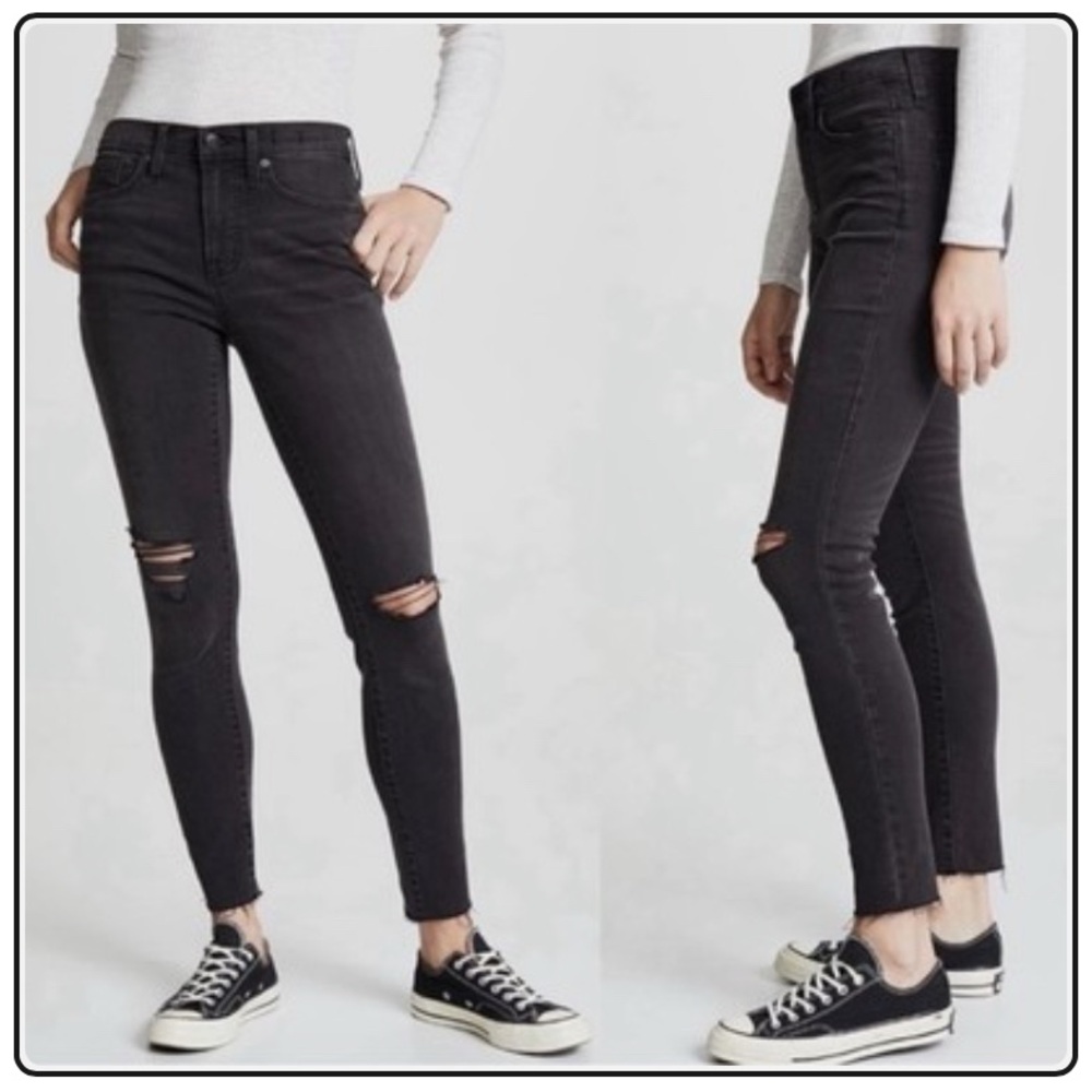 Madewell High-Waist Black Distressed Skinny Jeans